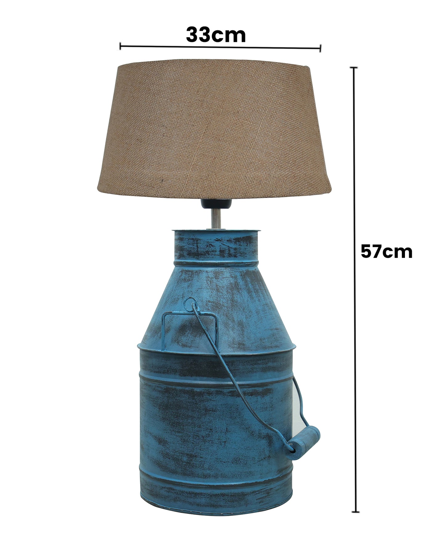 Rustic Milk Churn Can Table Lamp with Drum shade, Rustic Algae