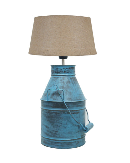 Rustic Milk Churn Can Table Lamp with Drum shade, Rustic Algae