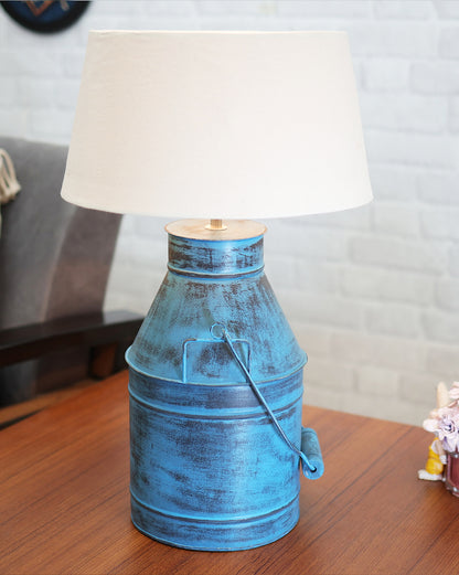 Rustic Milk Churn Can Table Lamp with Drum shade, Rustic Algae