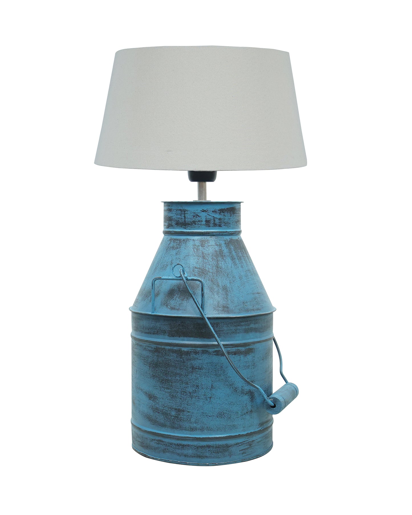 Rustic Milk Churn Can Table Lamp with Drum shade, Rustic Algae