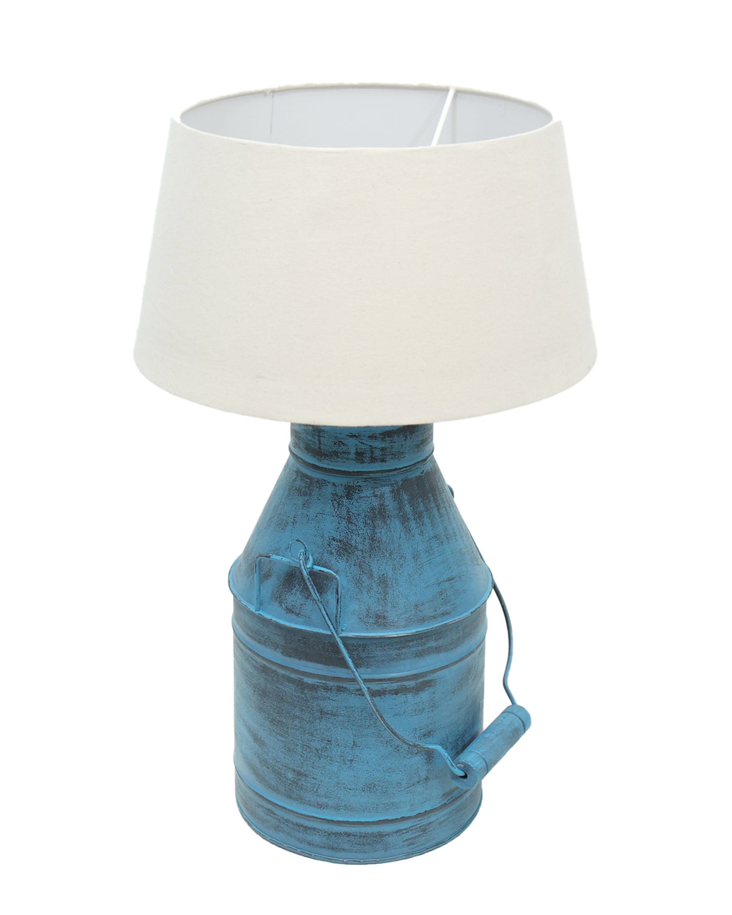 Rustic Milk Churn Can Table Lamp with Drum shade, Rustic Algae