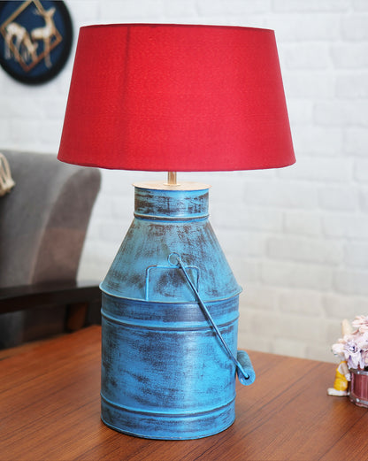 Rustic Milk Churn Can Table Lamp with Drum shade, Rustic Algae