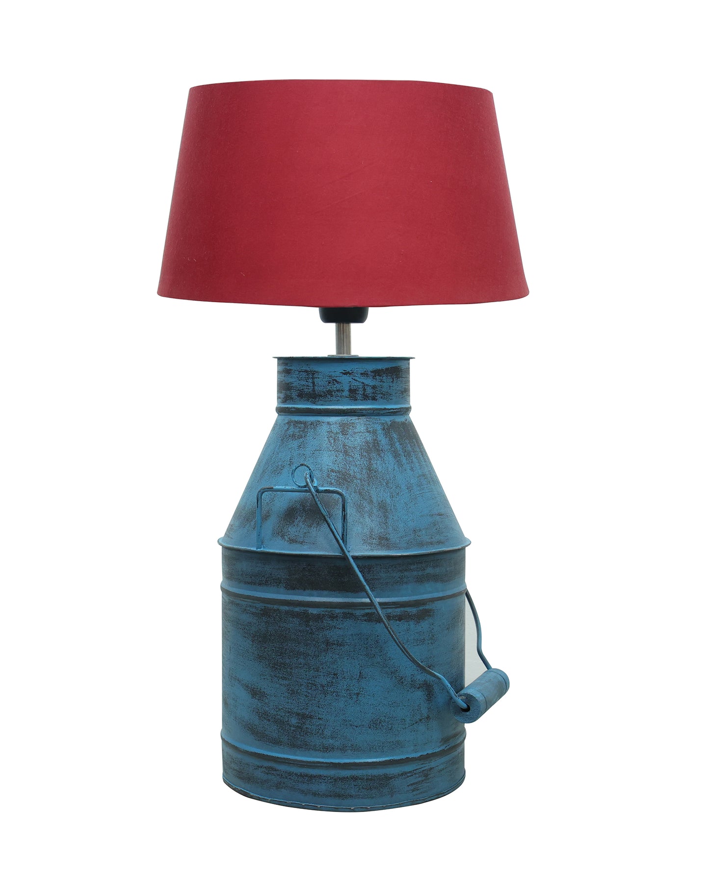 Rustic Milk Churn Can Table Lamp with Drum shade, Rustic Algae