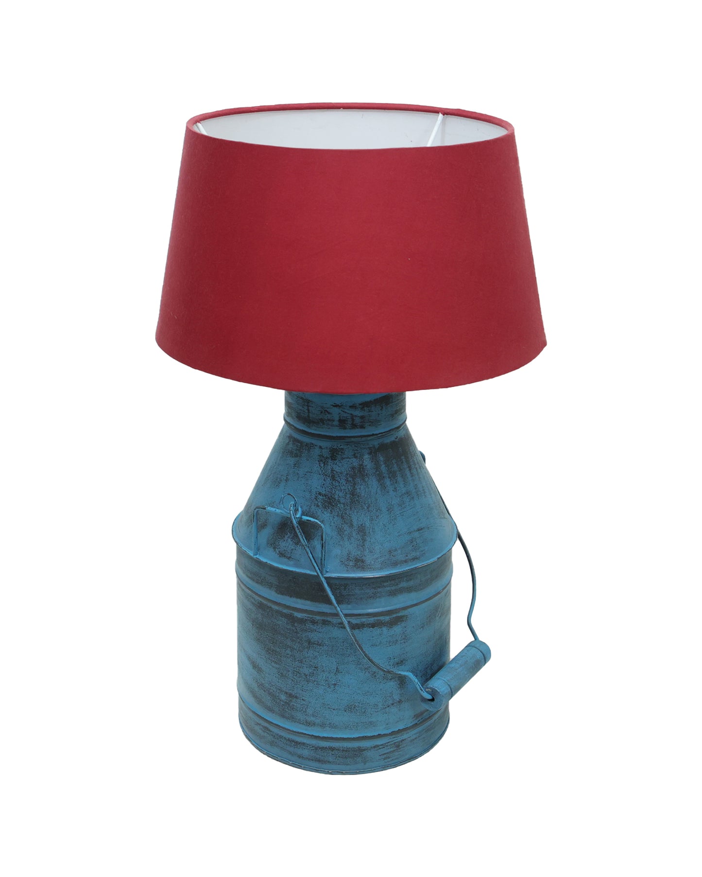 Rustic Milk Churn Can Table Lamp with Drum shade, Rustic Algae