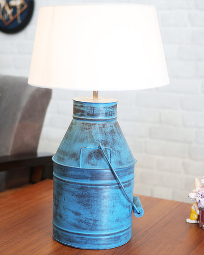 Rustic Milk Churn Can Table Lamp with Drum shade, Rustic Algae