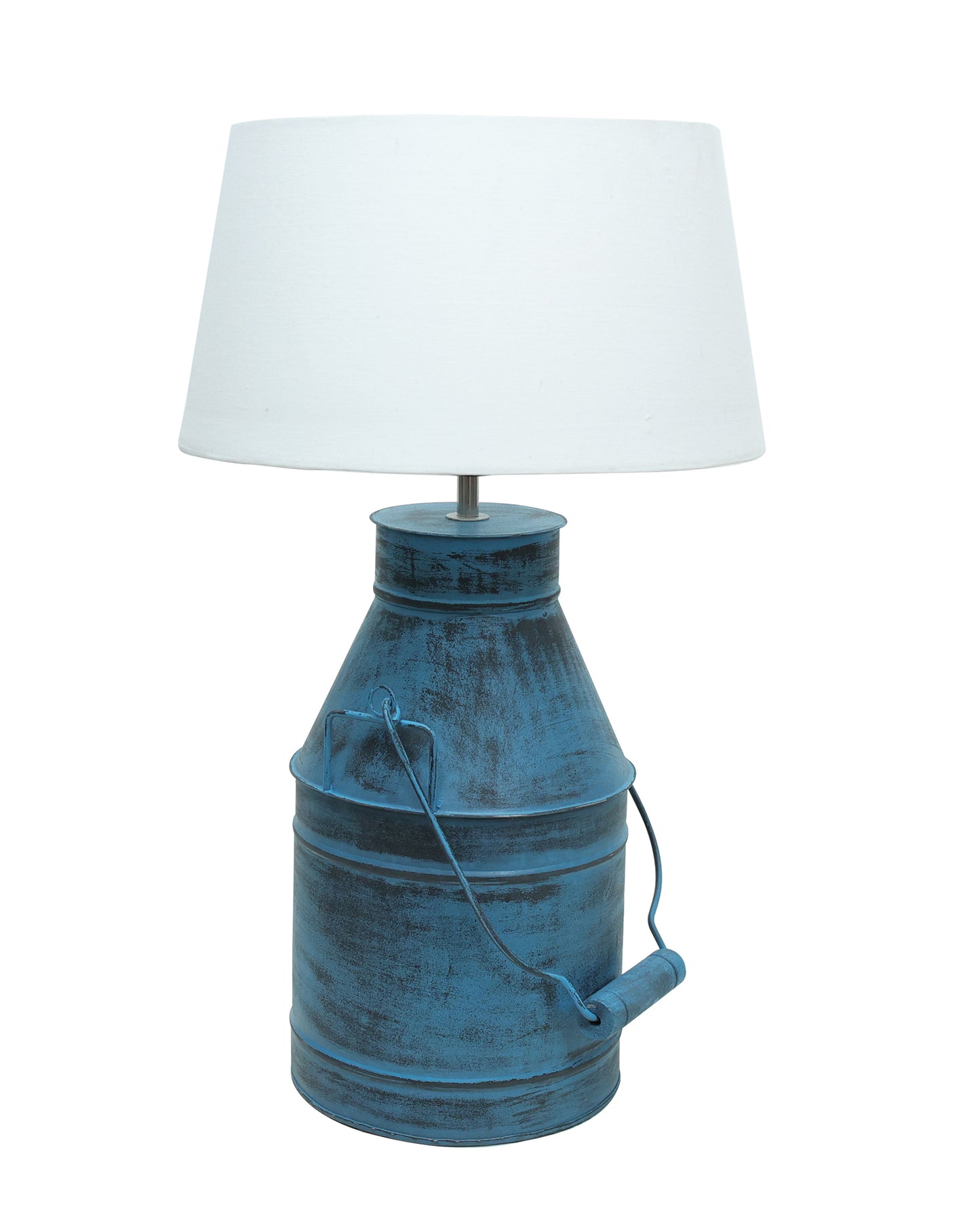 Rustic Milk Churn Can Table Lamp with Drum shade, Rustic Algae