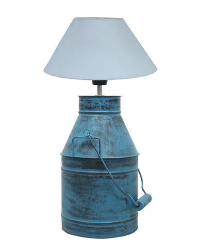 Rustic Milk Churn Can Table Lamp with cone shade, Rustic Algae