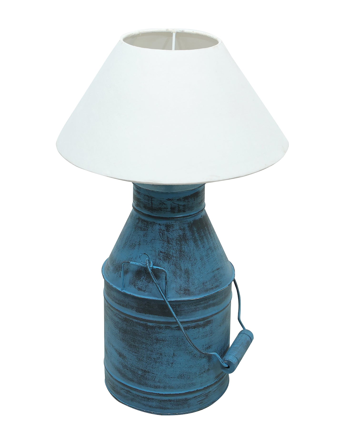 Rustic Milk Churn Can Table Lamp with cone shade, Rustic Algae