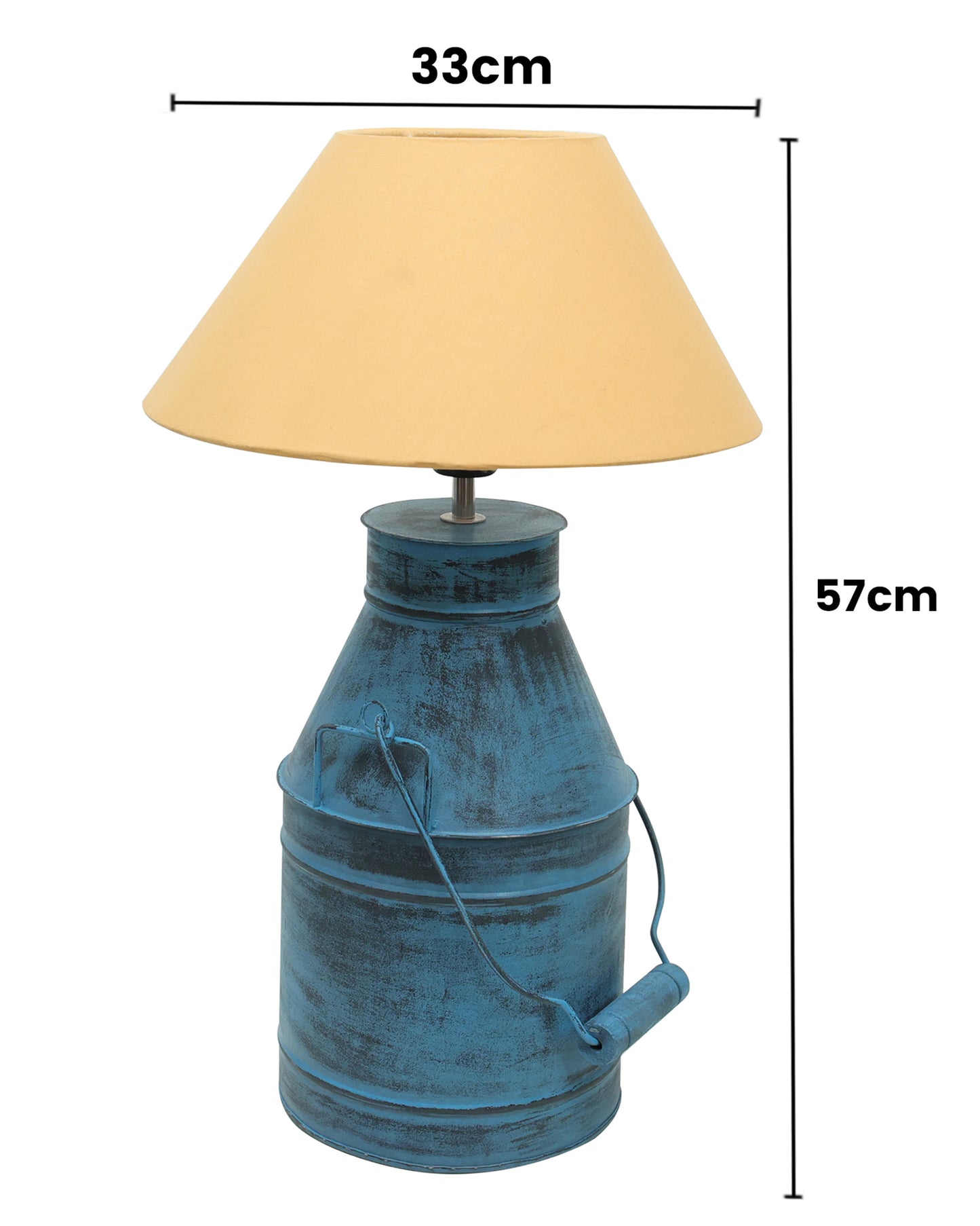 Rustic Milk Churn Can Table Lamp with cone shade, Rustic Algae