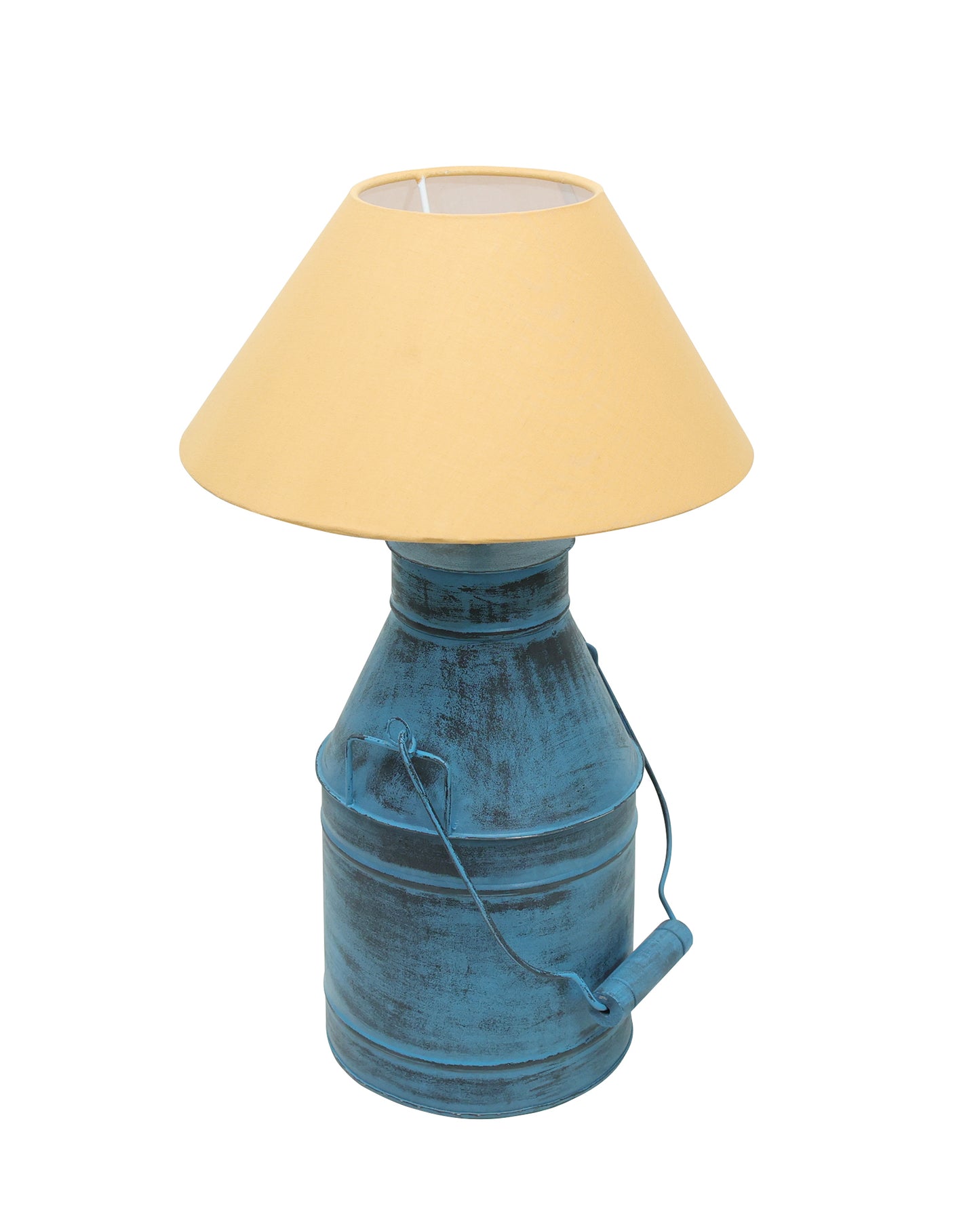 Rustic Milk Churn Can Table Lamp with cone shade, Rustic Algae