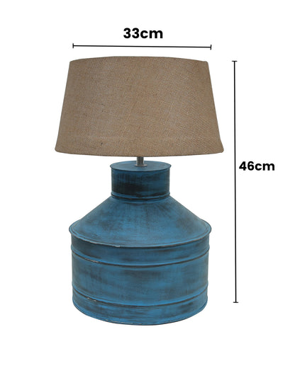 Rustic Milk Gagar Table Lamp with drum shade, Rustic Algae