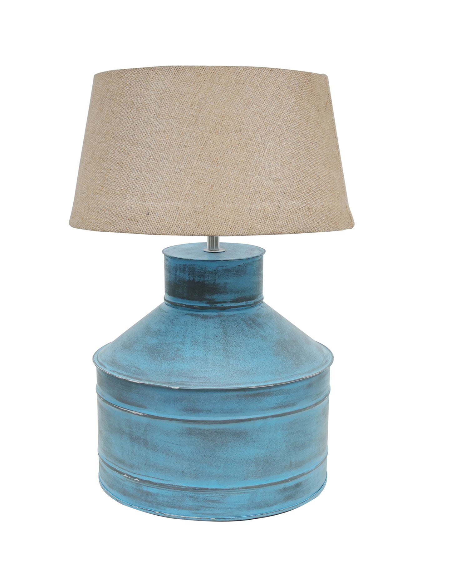 Rustic Milk Gagar Table Lamp with drum shade, Rustic Algae