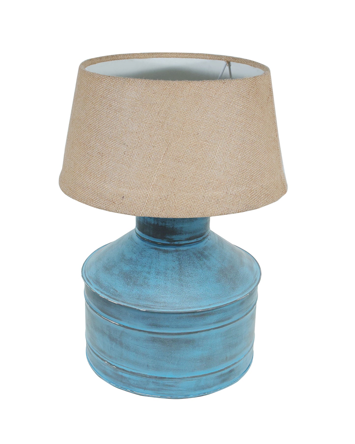 Rustic Milk Gagar Table Lamp with drum shade, Rustic Algae