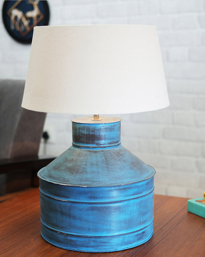 Rustic Milk Gagar Table Lamp with drum shade, Rustic Algae