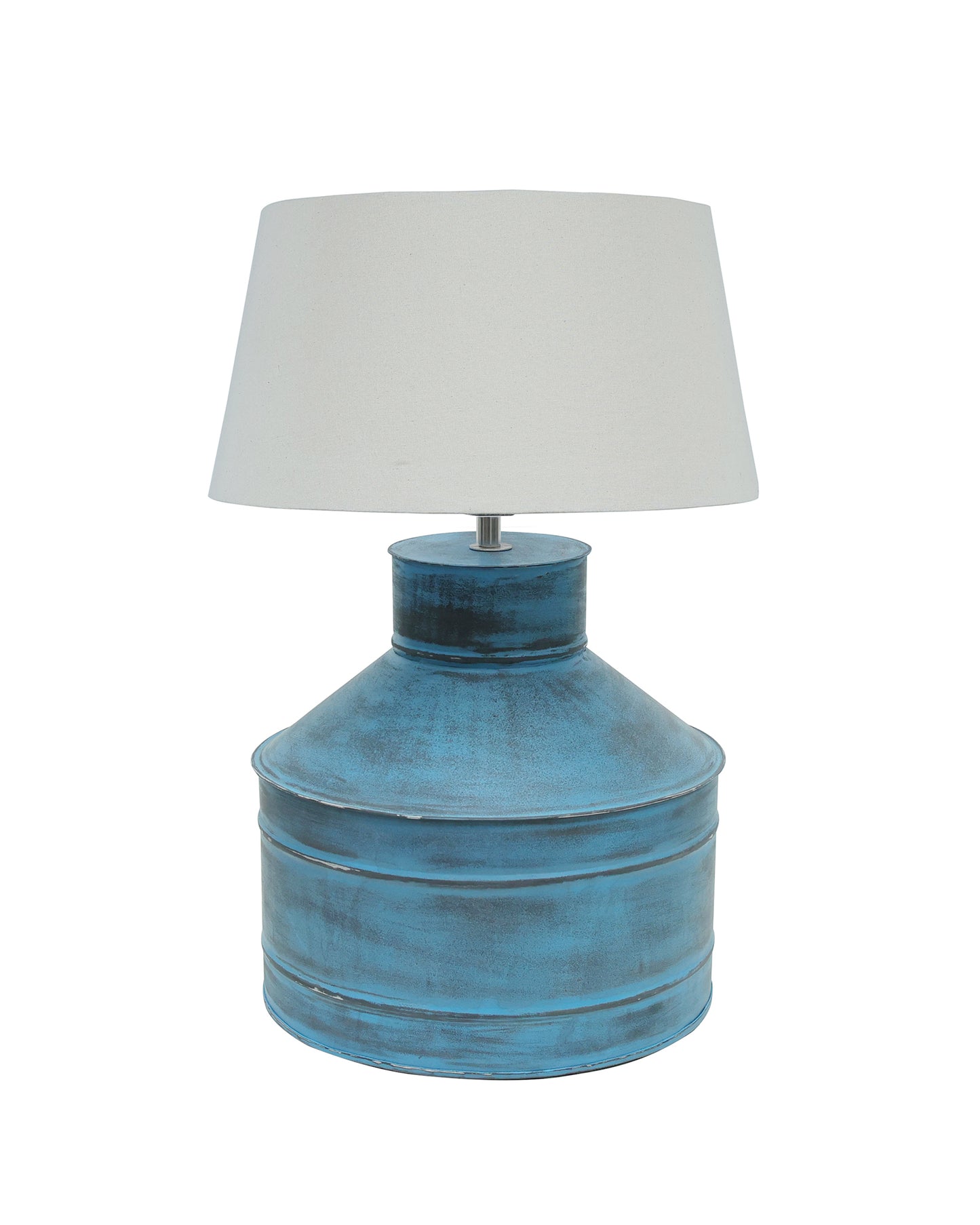 Rustic Milk Gagar Table Lamp with drum shade, Rustic Algae