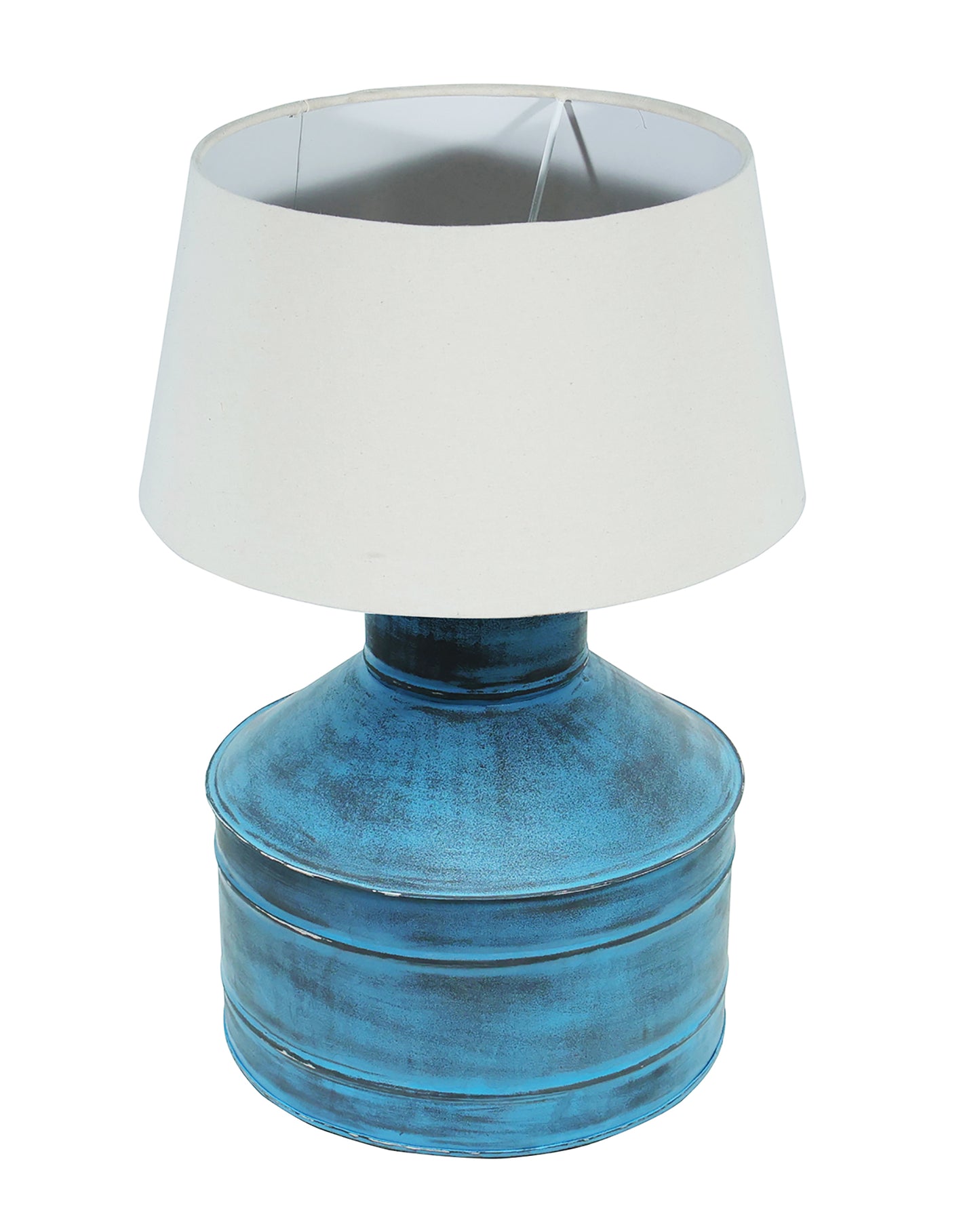 Rustic Milk Gagar Table Lamp with drum shade, Rustic Algae