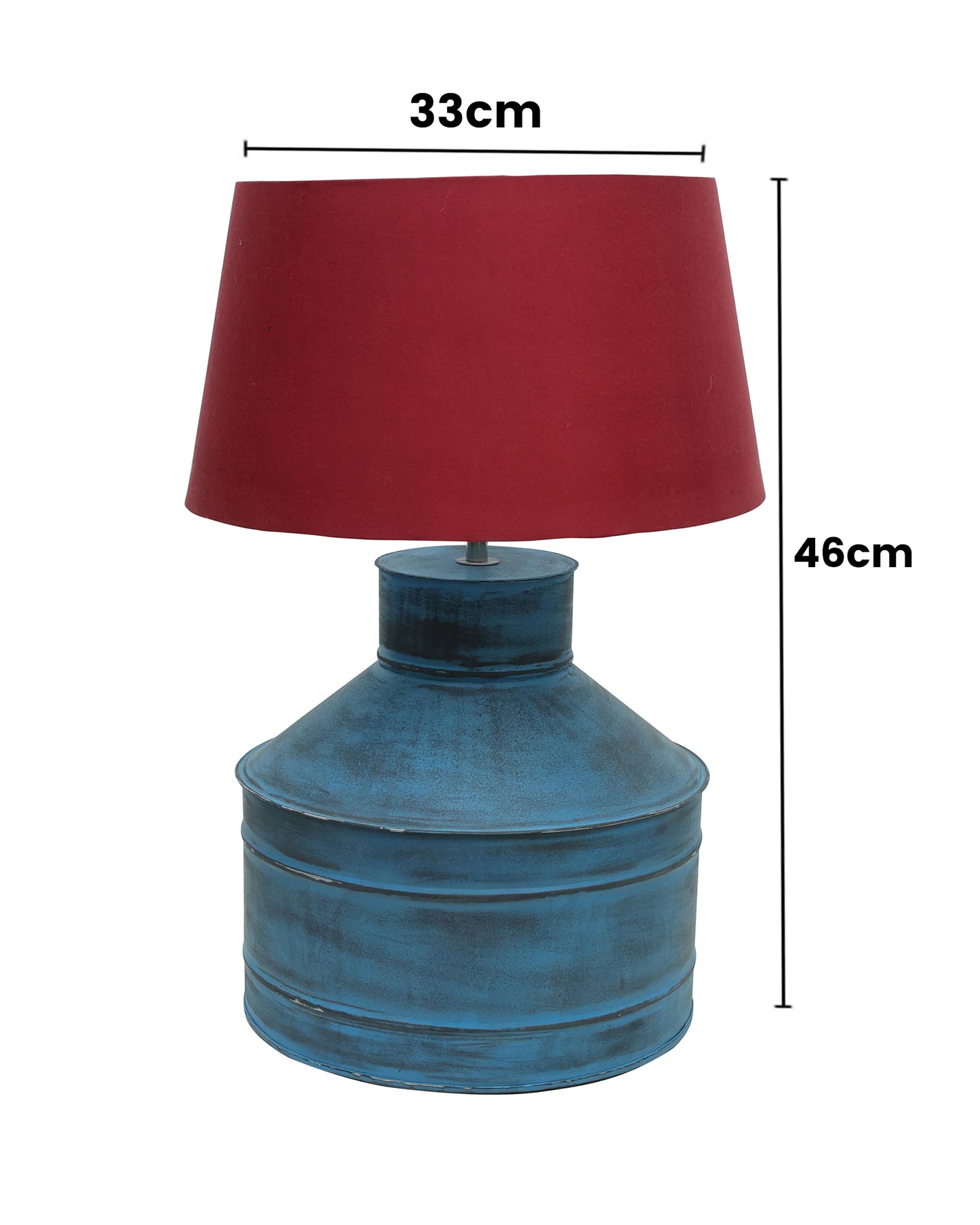Rustic Milk Gagar Table Lamp with drum shade, Rustic Algae