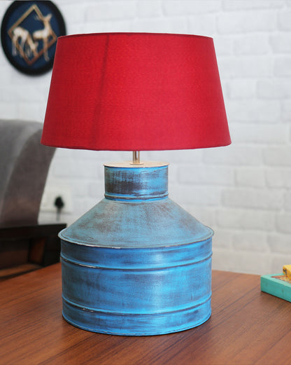 Rustic Milk Gagar Table Lamp with drum shade, Rustic Algae