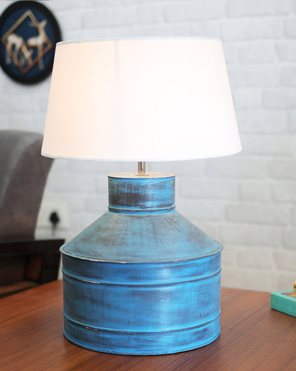 Rustic Milk Gagar Table Lamp with drum shade, Rustic Algae