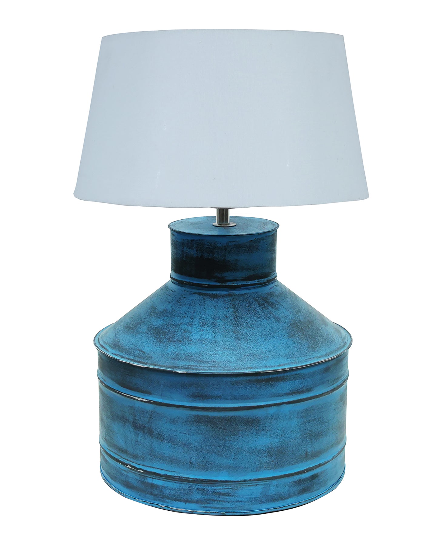 Rustic Milk Gagar Table Lamp with drum shade, Rustic Algae