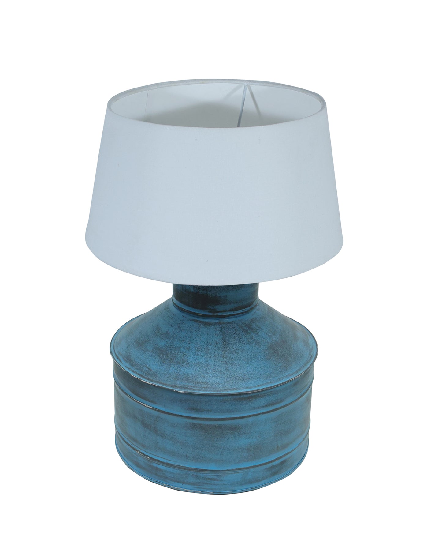 Rustic Milk Gagar Table Lamp with drum shade, Rustic Algae