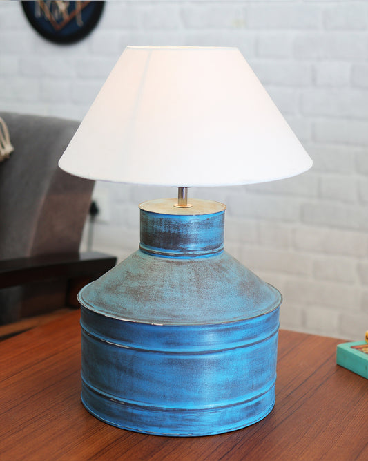 Rustic Milk Gagar Table Lamp with cone shade, Rustic Algae