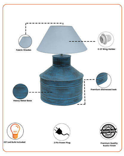 Rustic Milk Gagar Table Lamp with cone shade, Rustic Algae