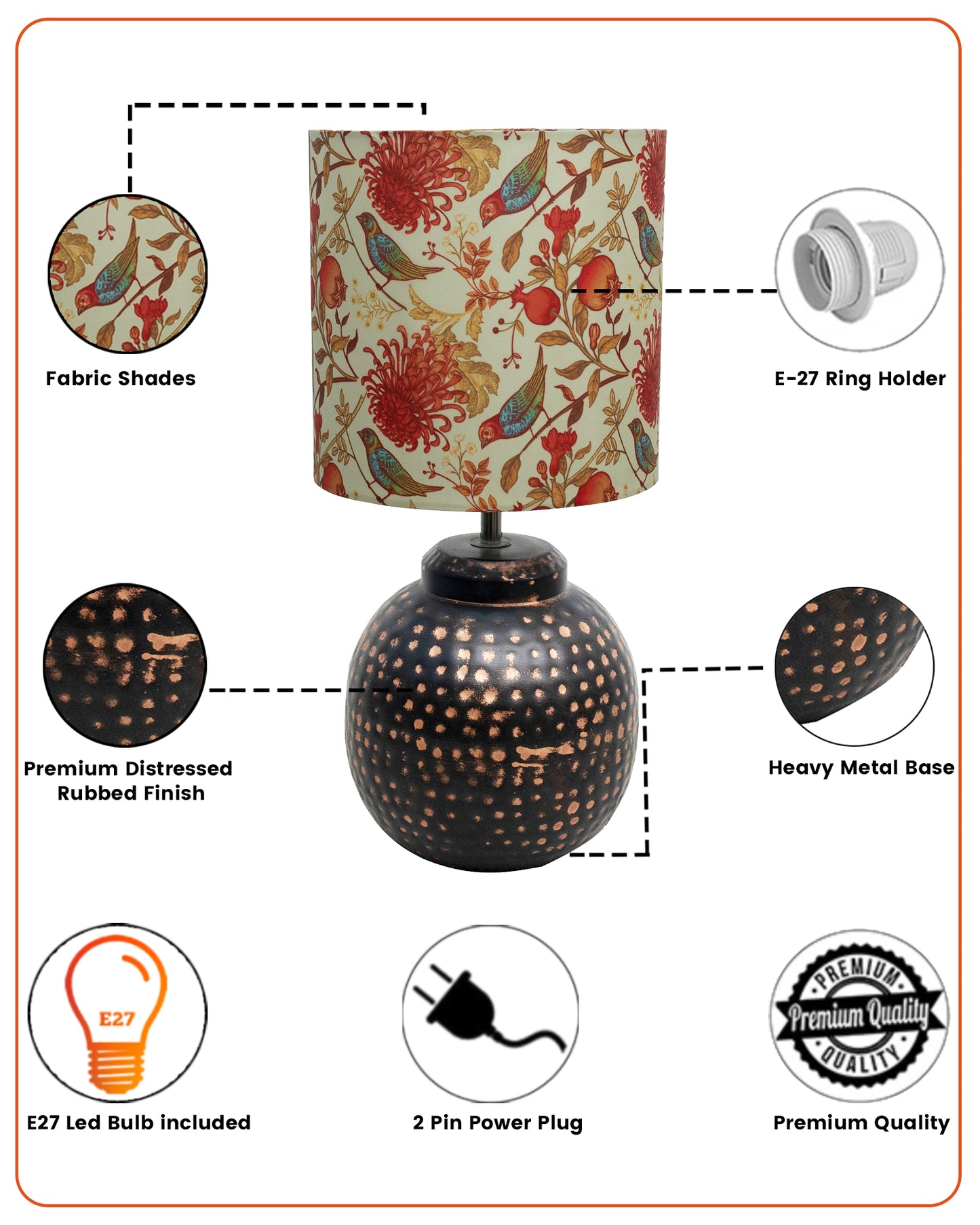 Ginger Jar Antique Table Lamp Hammered Oil-Rubbed Bronze Metal for Living Room Family Bedroom