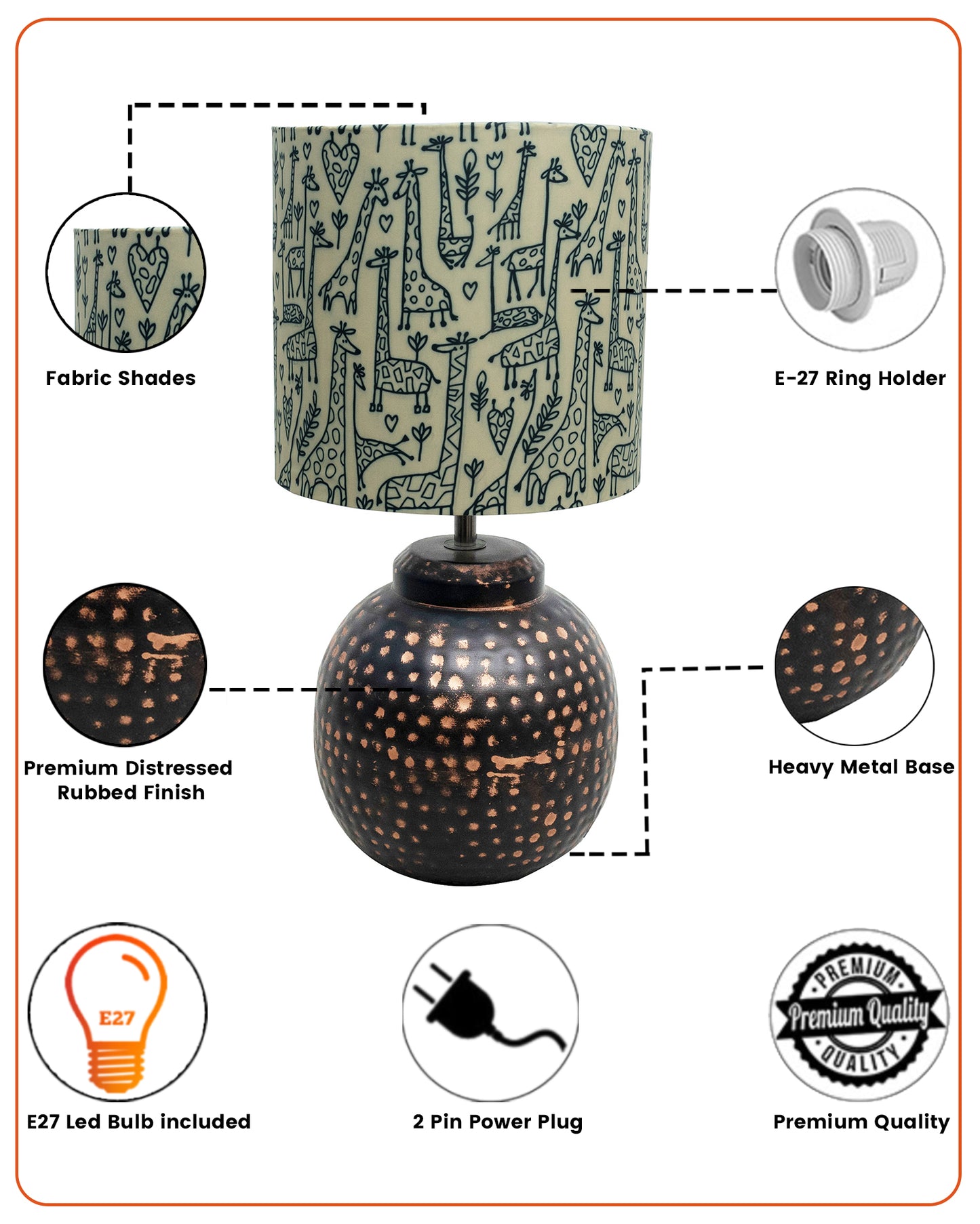 Ginger Jar Antique Table Lamp Hammered Oil-Rubbed Bronze Metal for Living Room Family Bedroom