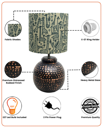 Ginger Jar Antique Table Lamp Hammered Oil-Rubbed Bronze Metal for Living Room Family Bedroom