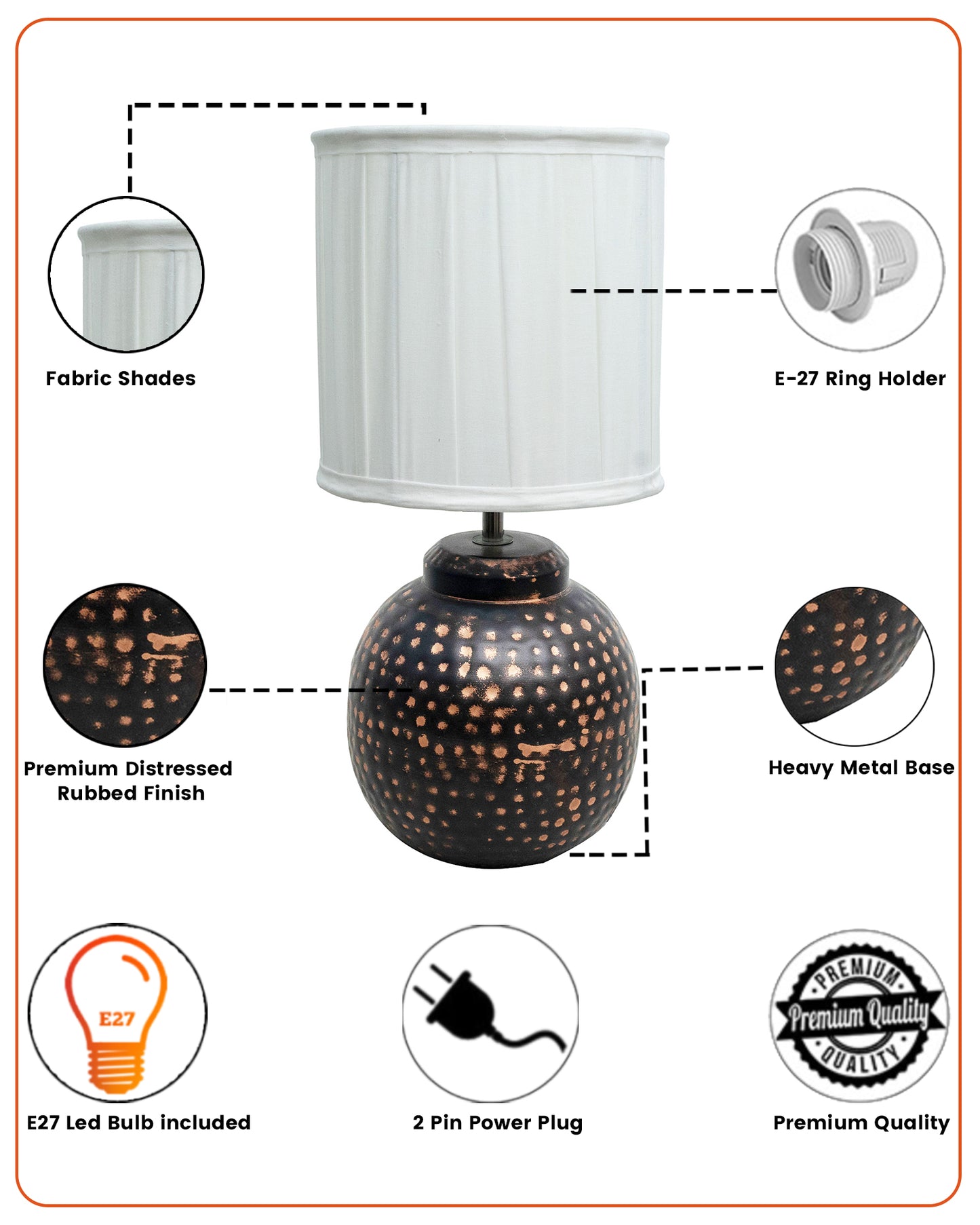 Ginger Jar Antique Table Lamp Hammered Oil-Rubbed Bronze Metal for Living Room Family Bedroom