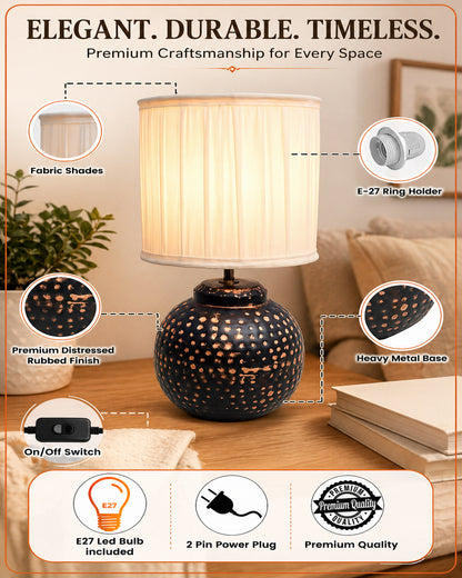 Ginger Jar Antique Table Lamp Hammered Oil-Rubbed Bronze Metal for Living Room Family Bedroom
