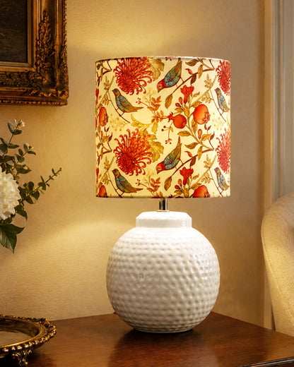 Ginger Jar Antique Table Lamp Hammered Matt White Metal for Living Room Family Bedroom