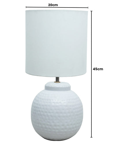 Ginger Jar Antique Table Lamp Hammered Matt White Metal for Living Room Family Bedroom