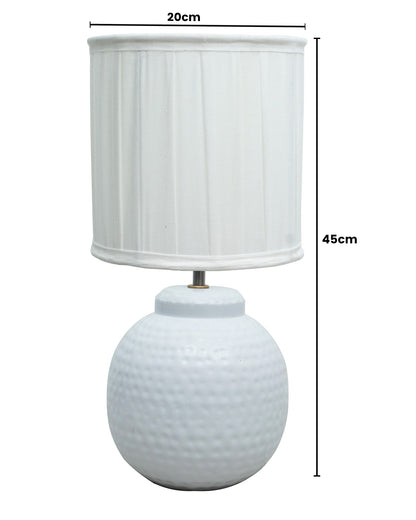 Ginger Jar Antique Table Lamp Hammered Matt White Metal for Living Room Family Bedroom