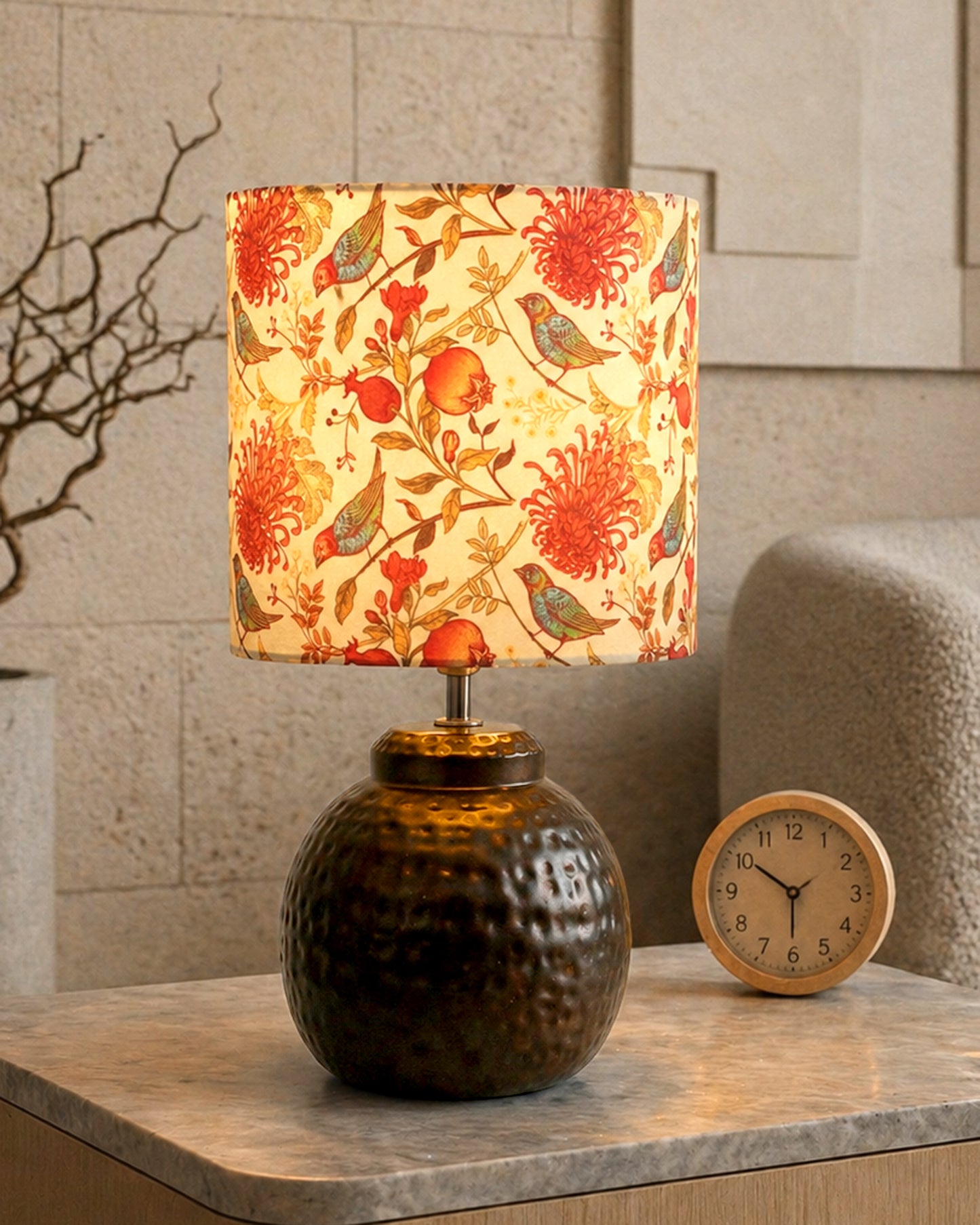 Ginger Jar Antique Table Lamp Hammered Antique Copper Metal for Living Room Family Bedroom