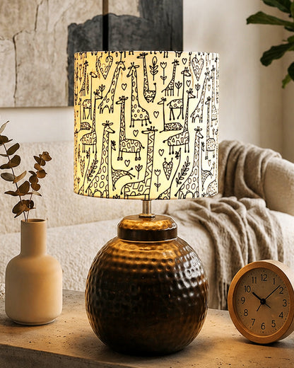 Ginger Jar Antique Table Lamp Hammered Antique Copper Metal for Living Room Family Bedroom