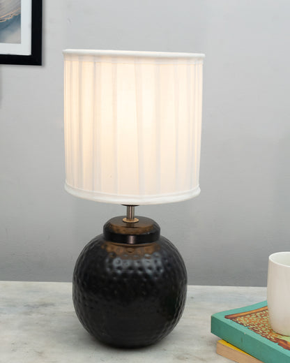 Ginger Jar Antique Table Lamp Hammered Matt Black Metal for Living Room Family Bedroom