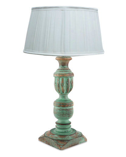 Rustic Algae French Trophy Carved Table lamp with Empire Pleated Shade