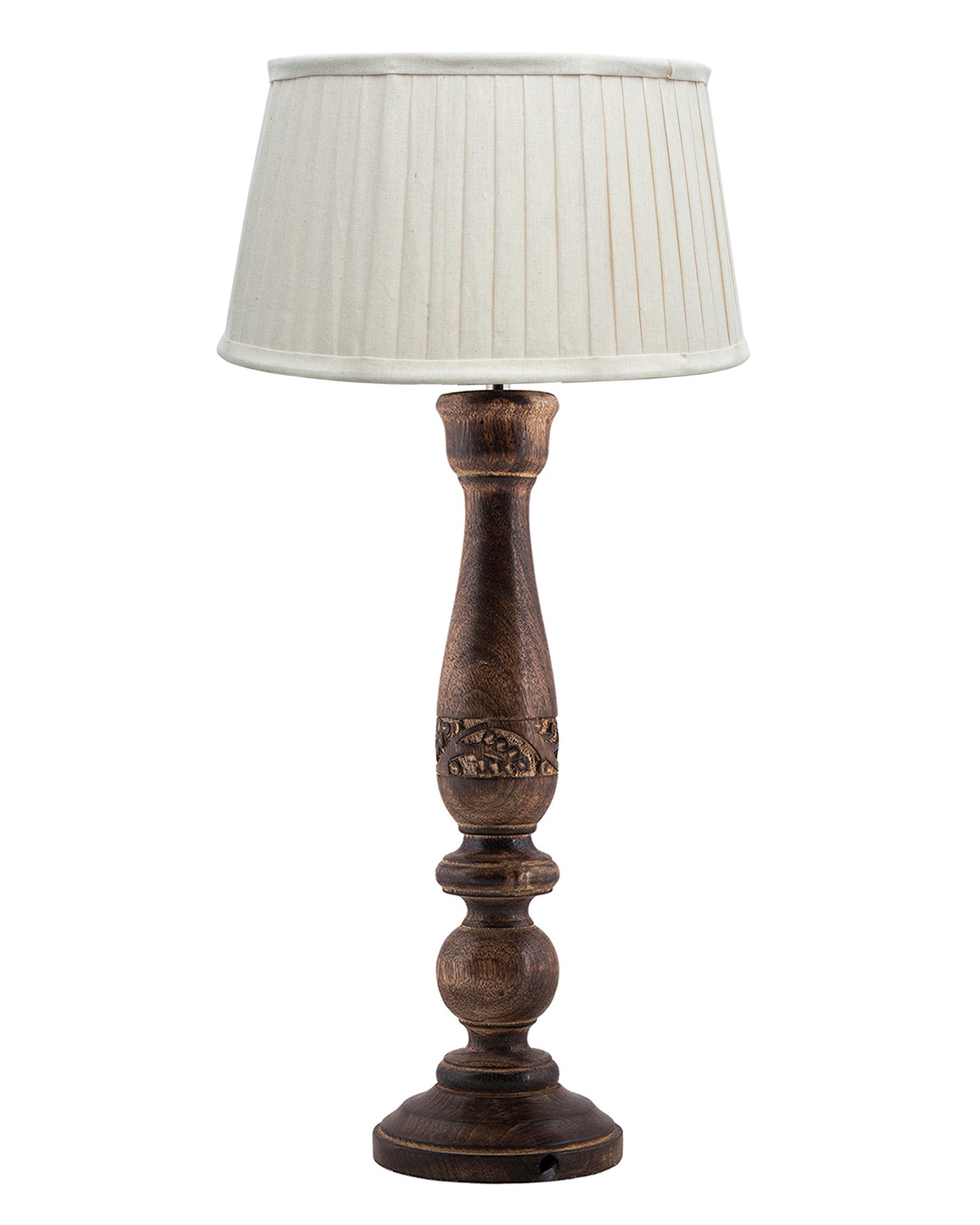 Mable Antique Wooden Table Lamp with Empire Pleated Shade