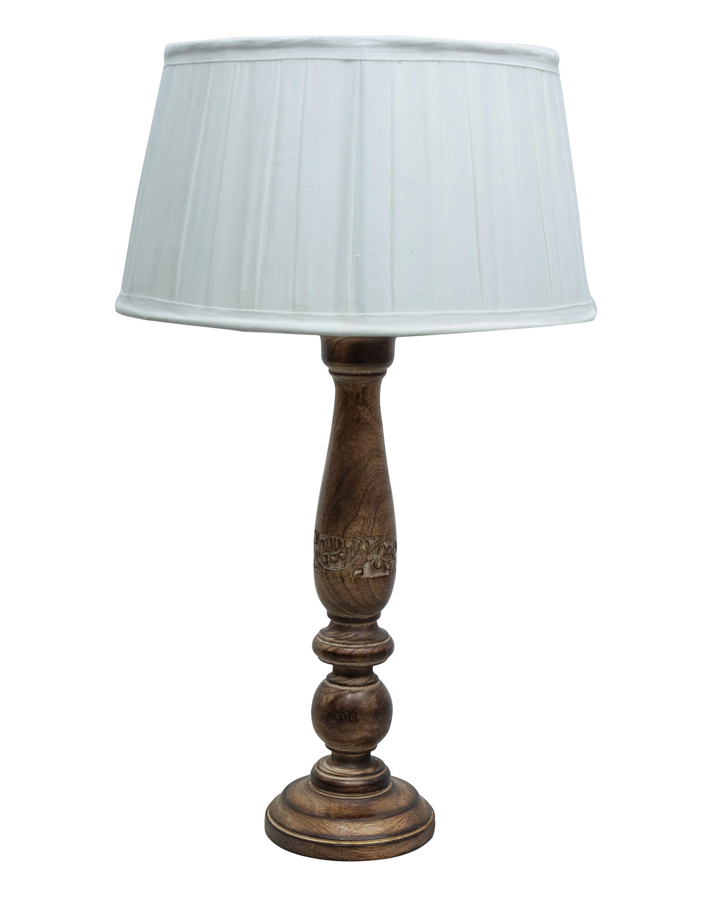 Mable Antique Wooden Table Lamp with Empire Pleated Shade