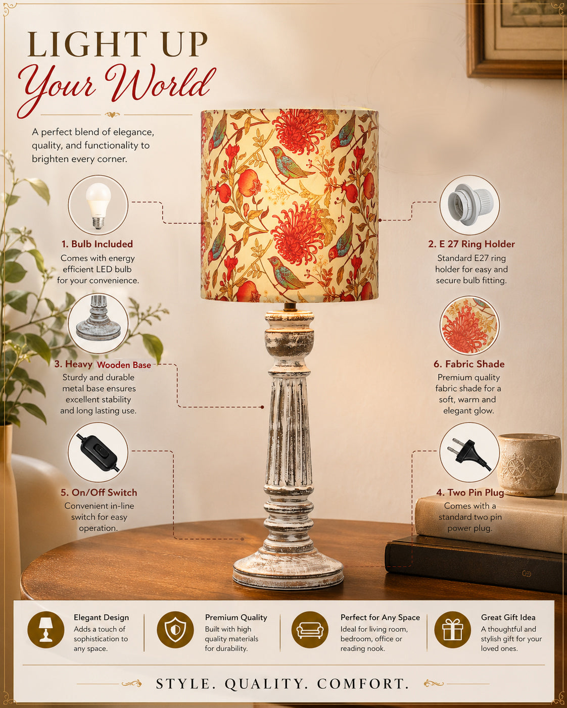 Traditional Country Cottage Table Lamp Antique White Athens Desk Lamp for Bedroom Living Room