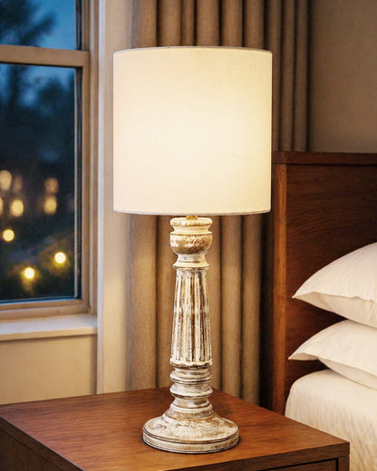 Traditional Country Cottage Table Lamp Antique White Athens Desk Lamp for Bedroom Living Room