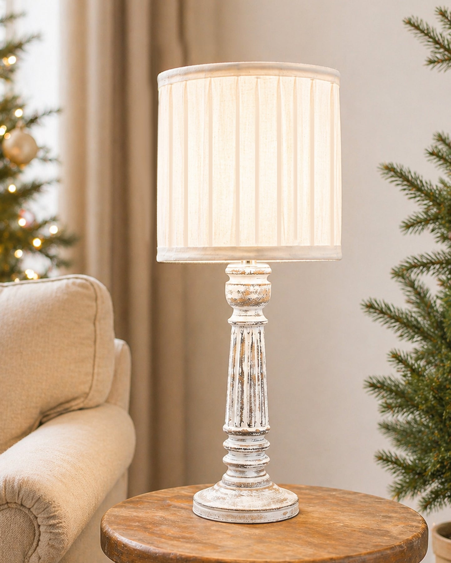 Traditional Country Cottage Table Lamp Antique White Athens Desk Lamp for Bedroom Living Room