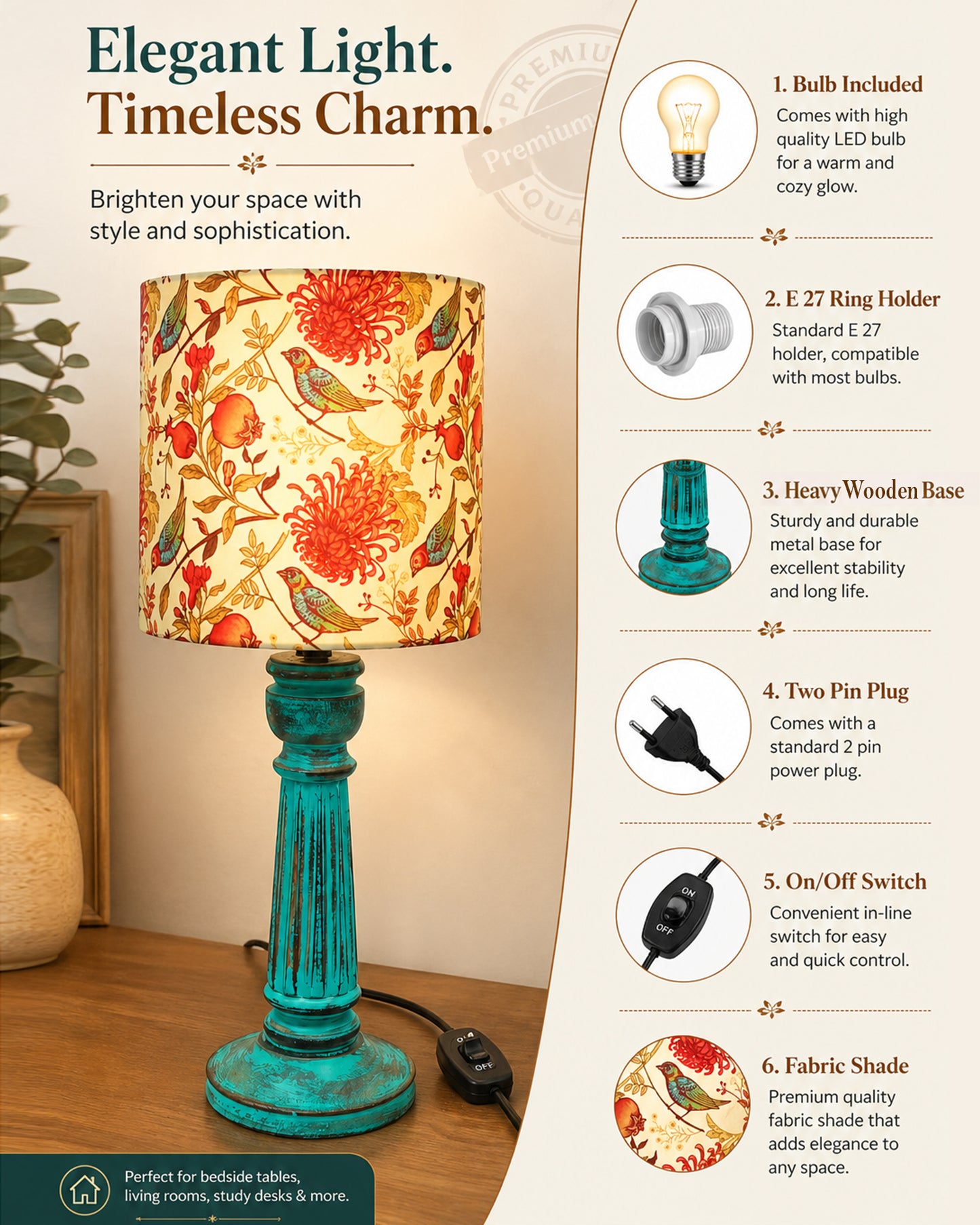 Traditional Country Cottage Table Lamp Antique Algae Athens Desk Lamp for Bedroom Living Room