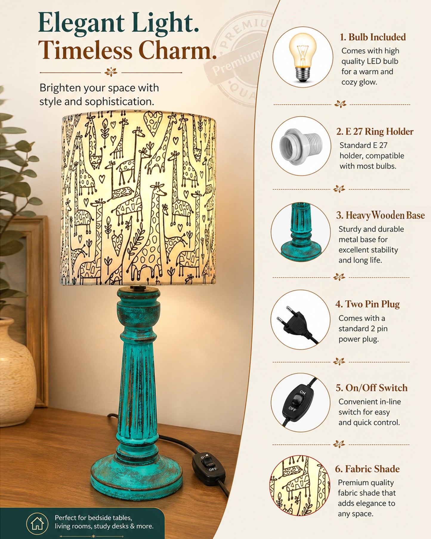 Traditional Country Cottage Table Lamp Antique Algae Athens Desk Lamp for Bedroom Living Room