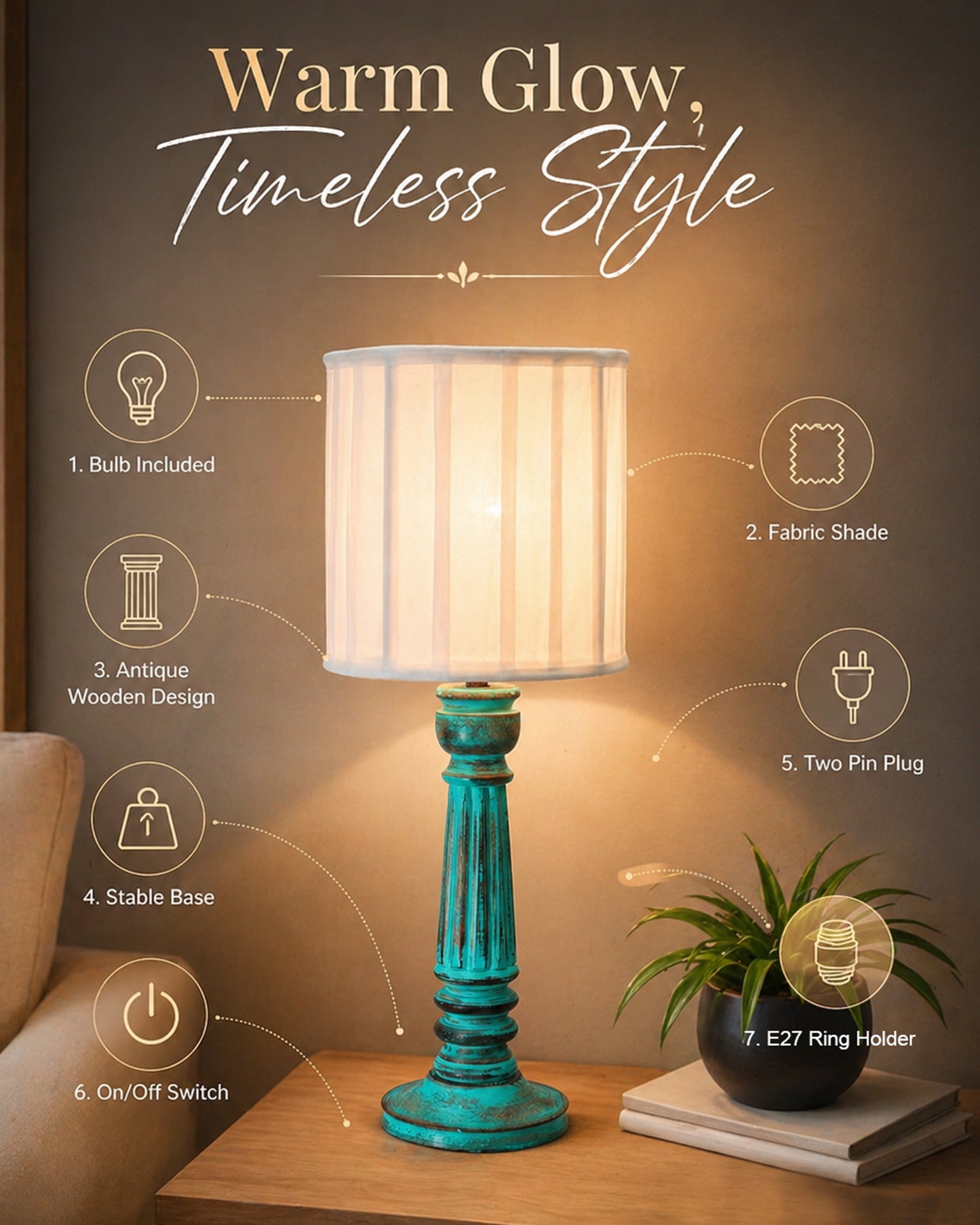 Traditional Country Cottage Table Lamp Antique Algae Athens Desk Lamp for Bedroom Living Room