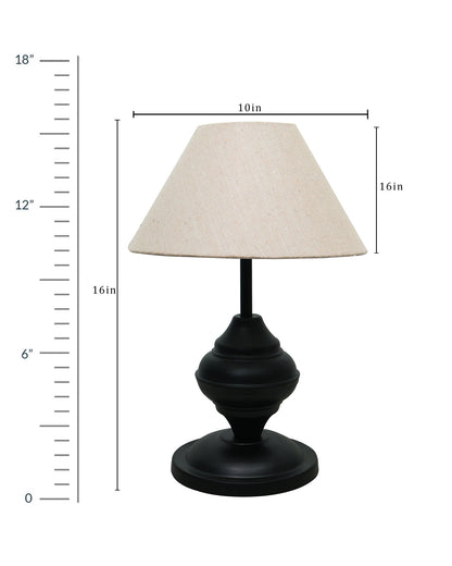 Black Metal Urn Table Lamp with Fabric Shade, B22 holder Nightstand Lamp