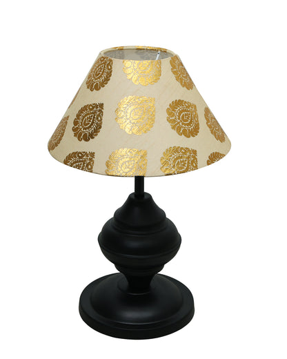 Black Metal Urn Table Lamp with Fabric Shade, B22 holder Nightstand Lamp