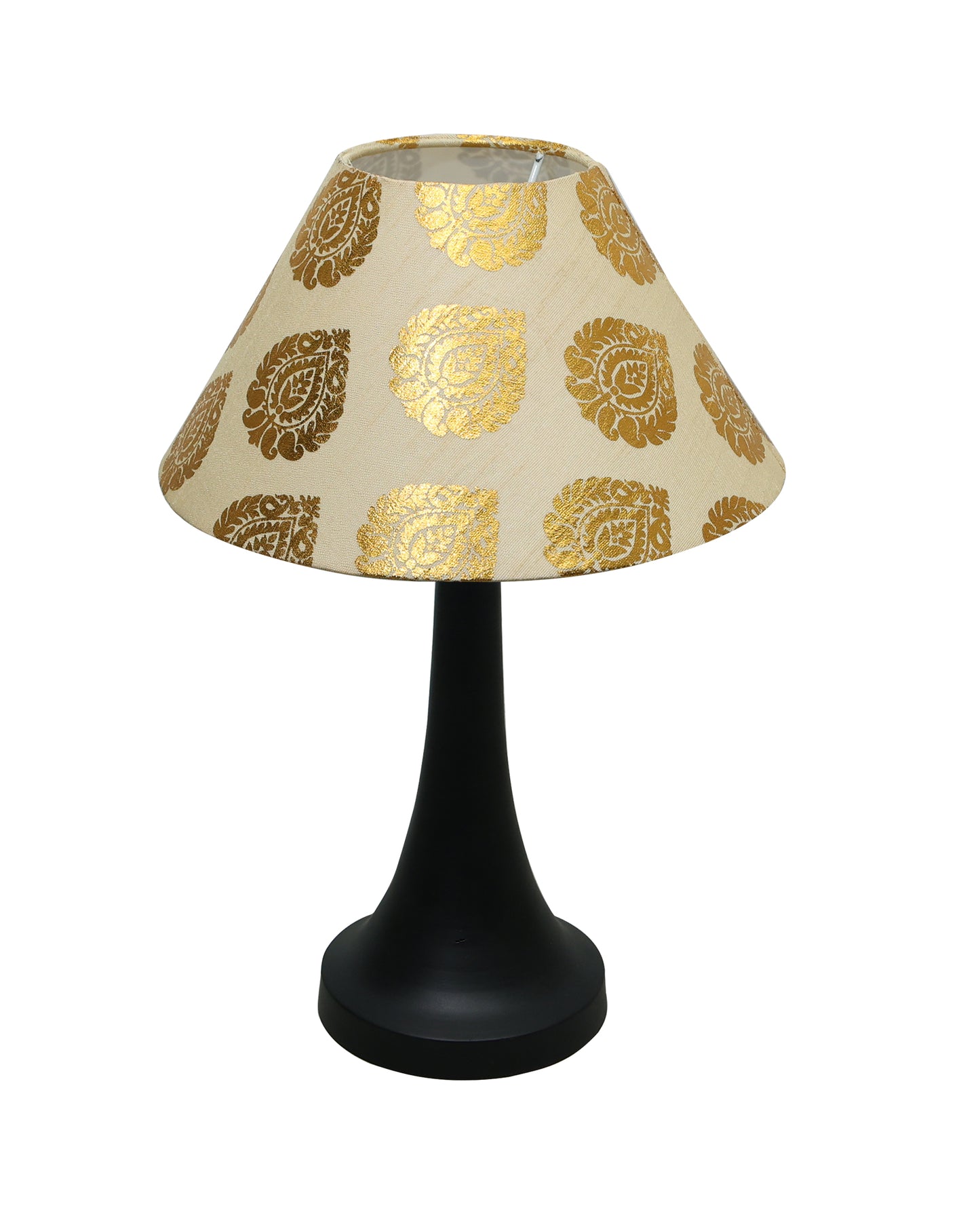 Black Metal Cone Table Lamp with Fabric Shade, B22 holder Nightstand Lamp